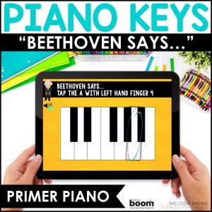 BOOM Cards: Beethoven Says! Piano Keys, Finger Numbers, Right & Left Hand