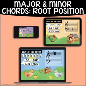Music BOOM™ Cards for Piano  – Grand Staff Major and Minor Root Position Chords