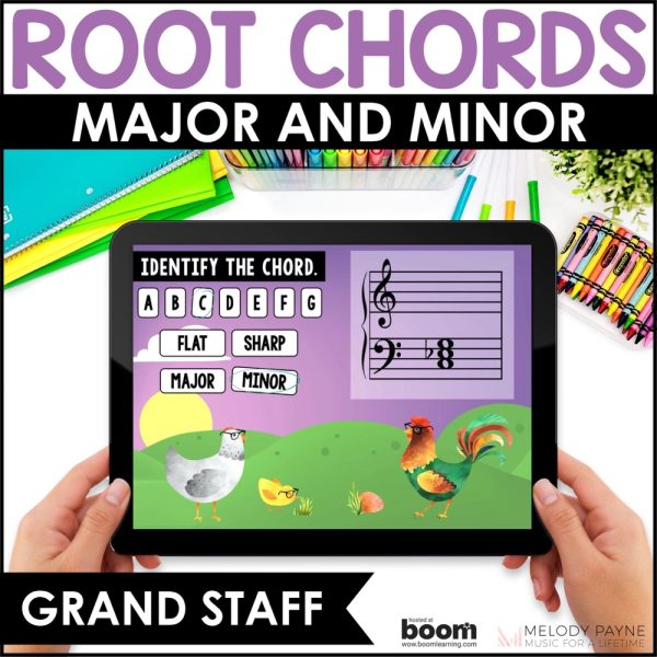 Music BOOM™ Cards for Piano - Grand Staff Major and Minor Root Position Chords