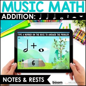 Music Math Addition BOOM™ Cards for Piano Lessons –  Adding Note and Rest Values