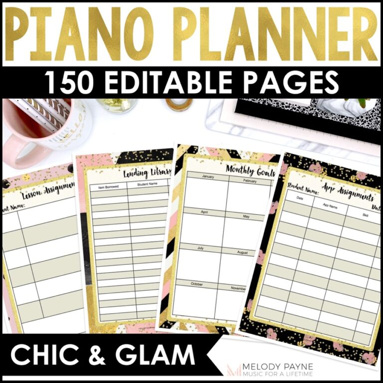 Piano Teacher Survival Kit Planner - Printable, Digital, & for Google Slides - Chic & Glam