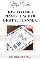 Image of a piano teacher using a digital planner