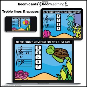 Music BOOM Cards BUNDLE: Treble & Bass Lines & Spaces