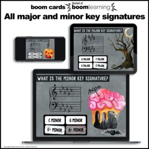 Halloween Music Boom Cards™: Major and Minor Key Signatures on the Grand Staff