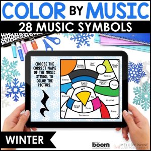 Music BOOM™ Cards for Piano Lessons – Color by Music Symbols Winter Cardinal