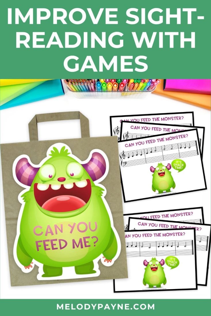 Feed the Music Monster Sight-Reading and Ear Training Game for Piano Lessons