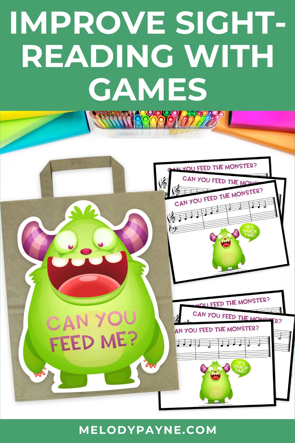 Feed the Music Monster Sight-Reading and Ear Training Game for Piano Lessons 1 Feed the Music Monster Sight-Reading and Ear Training Game for Piano Lessons