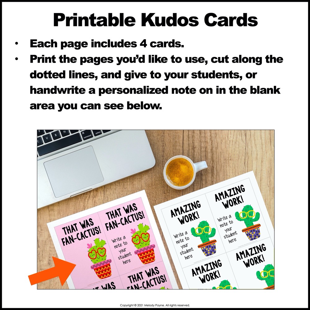 Kudos Cards to Compliment, Encourage, Reward, and Commend Your Students -  Melody Payne | Music for a Lifetime