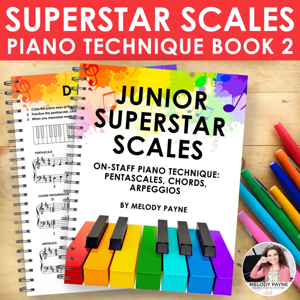 Junior Superstar Scales Piano Technique Book: On-Staff Pentascales, Chords, Arpeggios