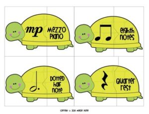 Turtle Music Puzzles: Music Symbol Puzzle Cards for Elementary Students