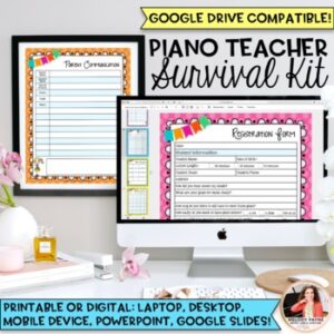 Colorful Piano Teacher Survival Kit: Printable, Digital, Google Drive Compatible