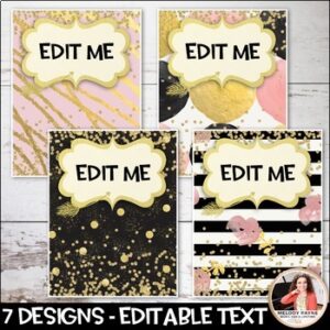 Teacher Binder Covers and Spines in Chic & Glam, Gold & Glitter ...