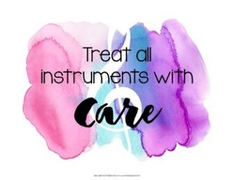 Music Rules Posters - Script & Print Rainbow Watercolor Music Classroom ...