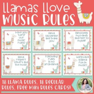 Music Classroom Rules: Llamas Llove Music Rules! {Music Class Decor}