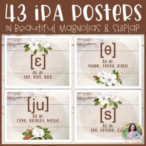 International Phonetic Alphabet Posters: Magnolias & Shiplap {Music Class Decor}