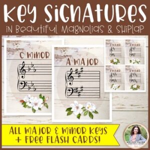 Key Signatures Posters Plus FREE Flash Cards {Magnolia Music Class Decor}