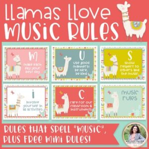 MUSIC Classroom Rules: Llamas Llove Music Rules! {Music Class Decor}