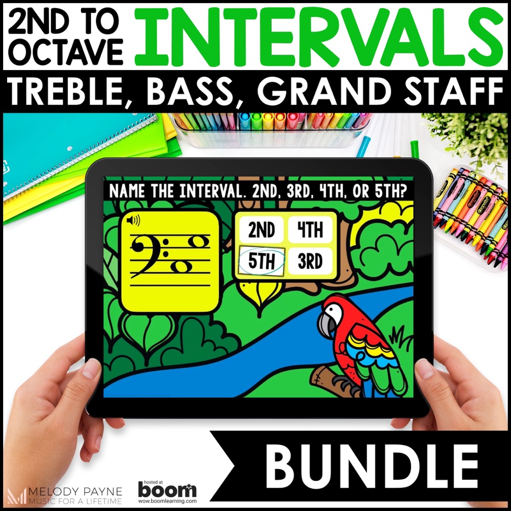 Music BOOM™ Cards Piano Bundle - Intervals - Steps and Skips, 2nds to Octaves