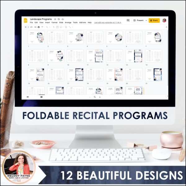 Recital Kit for Google Slides™: Invitations, Programs, Certificates {Flowers}
