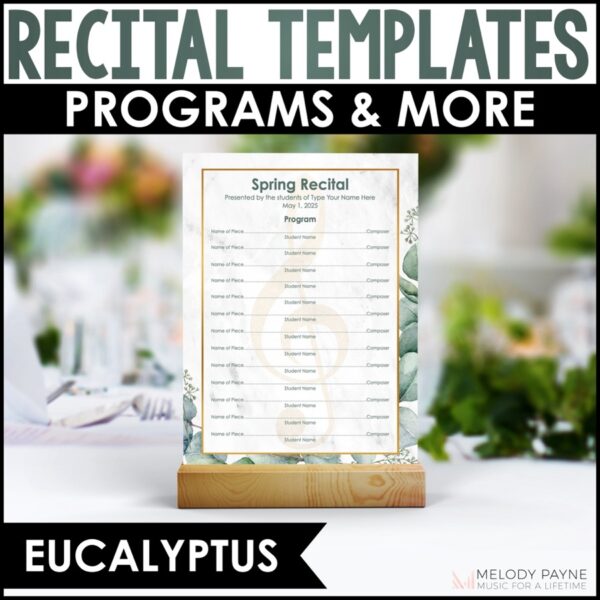 Piano Recital Template - Recital Programs, Certificates, and More - Eucalyptus