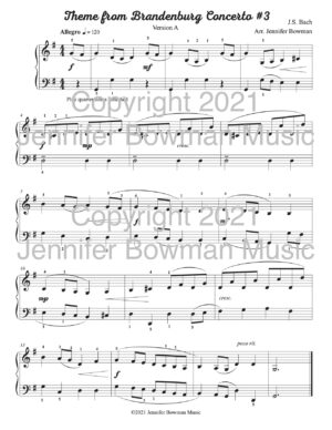 “Bachlets” Theme from Brandenburg Concerto #3 by J.S. Bach, arranged by Jennifer Bowman
