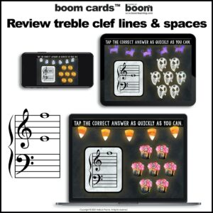 Halloween Music Boom Cards™: Treble and Bass Clef 100 Note Challenge