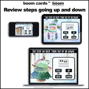 Intervals – Steps & Skips Up & Down BOOM Cards™ for Piano Lessons Winter Yetis