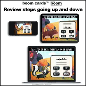 Fall & Autumn Music Boom Cards™ Intervals for Piano: Steps & Skips Up & Down