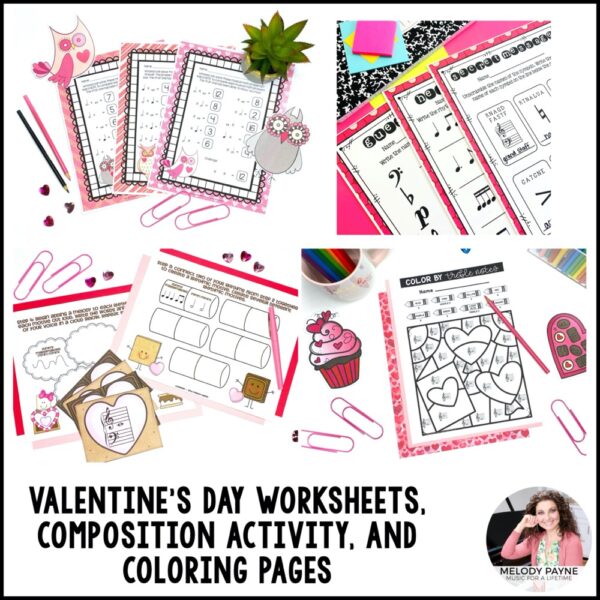 Bundle of Music Games, Activities, and Worksheets for Valentine's Day