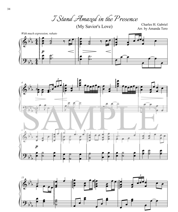 I Stand Amazed in the Presence advanced piano sheet music sample