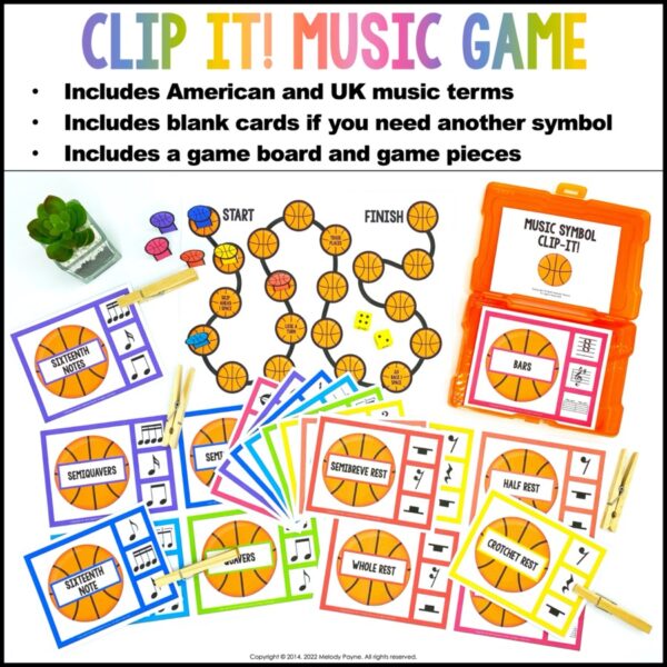 Music Symbols Clip It Clothespin Game