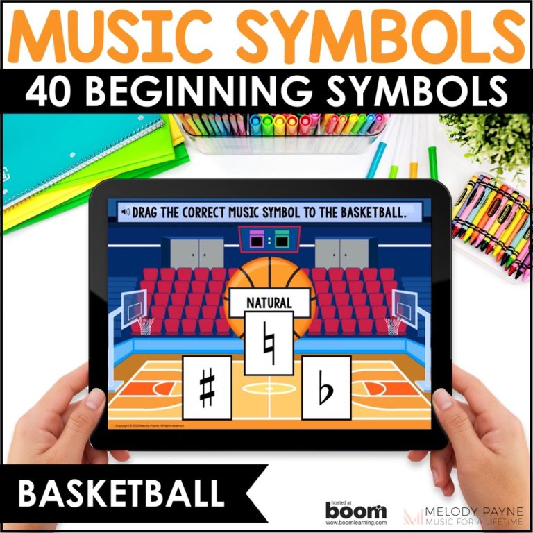 Music Symbols Boom™ Cards Beginning to Elementary Piano Set 1 - Basketball