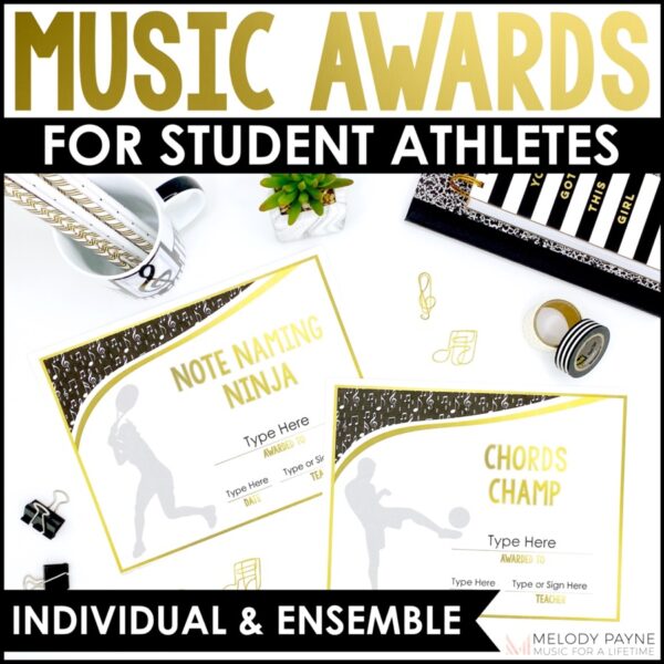 Editable End of Year Sports and Athletes Music Awards Certificates