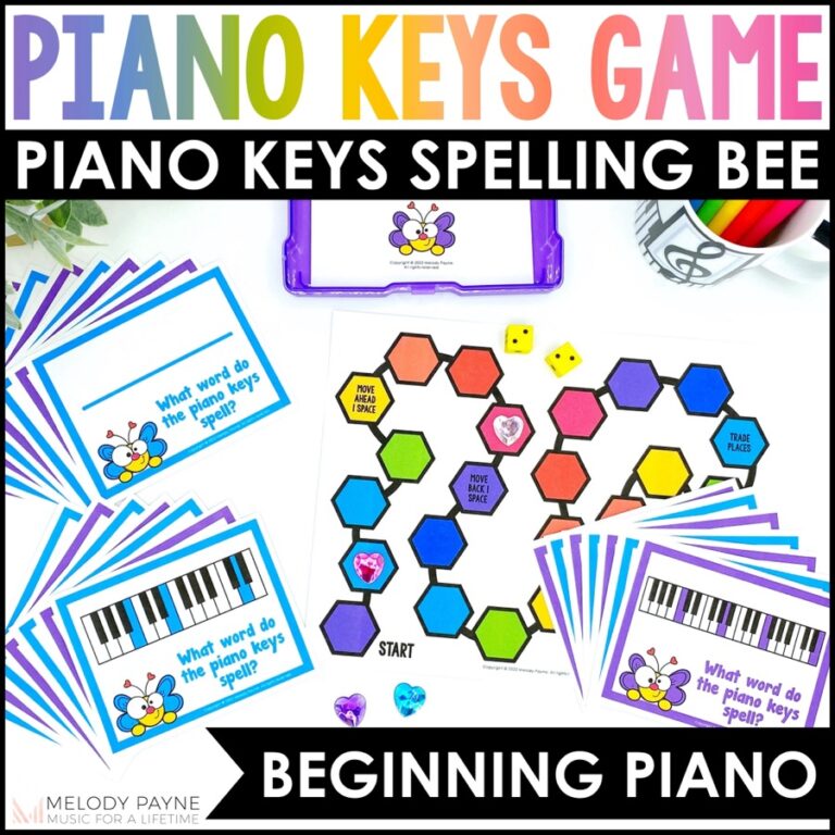 Piano Keys Spelling Bee Game for Beginning Piano Lessons