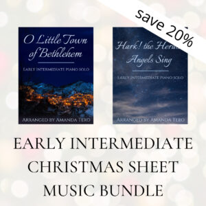 Early intermediate Christmas piano sheet music bundle (Hark the Herald Angels Sing & O Little Town of Bethlehem)