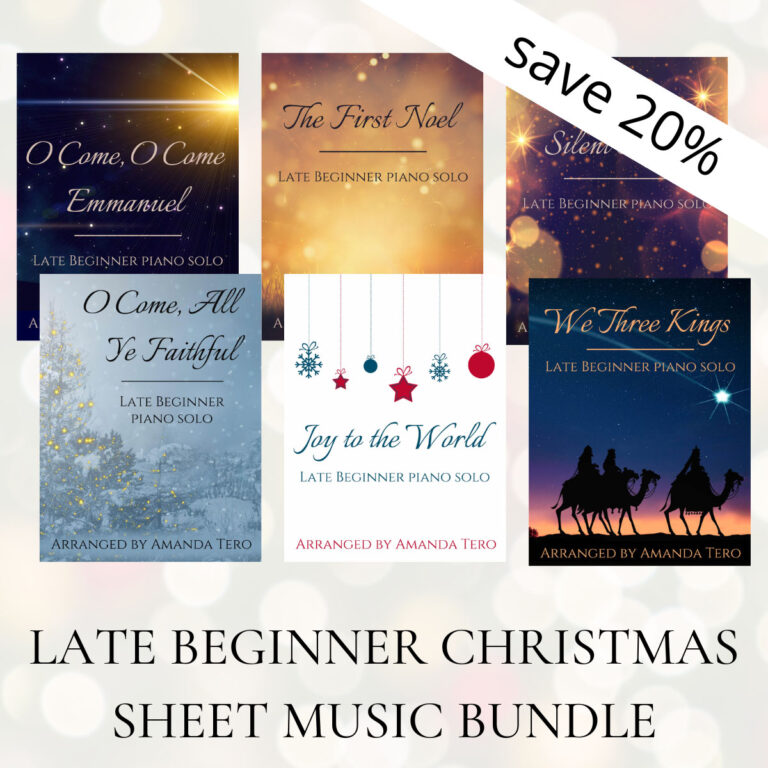 6 late beginner Christmas sheet music piano solos