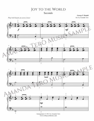 Joy to the World – beginner & late beginner (elementary) Christmas piano duet sheet music
