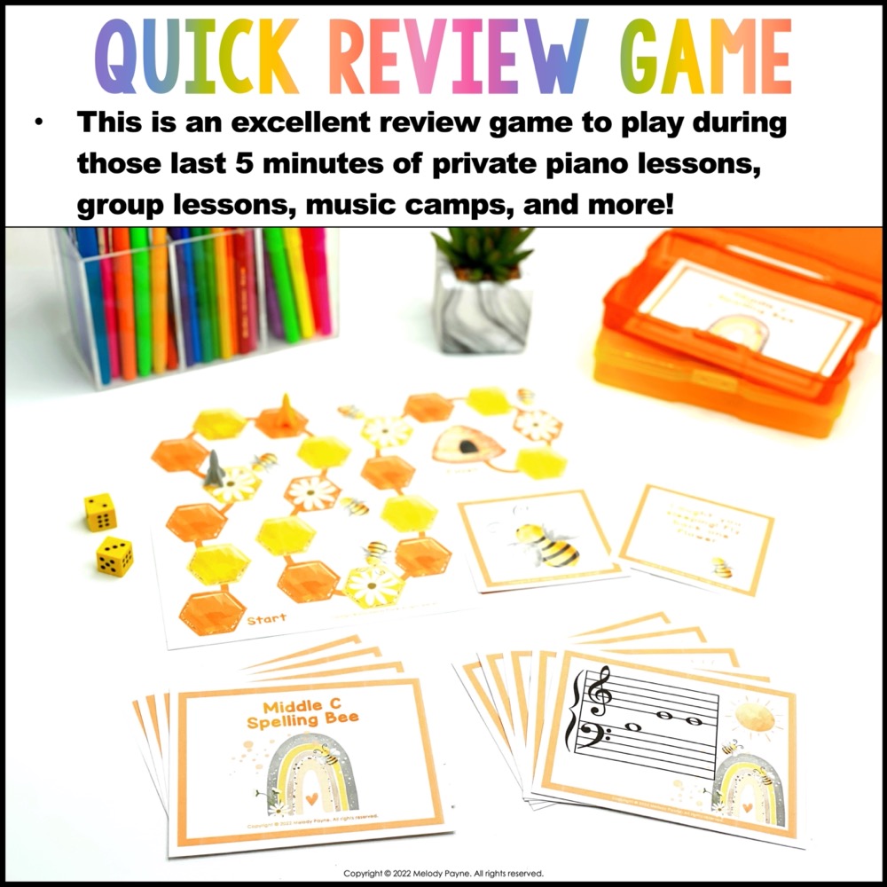 Middle C Spelling Bee Note Reading Game for Beginning Piano Lessons