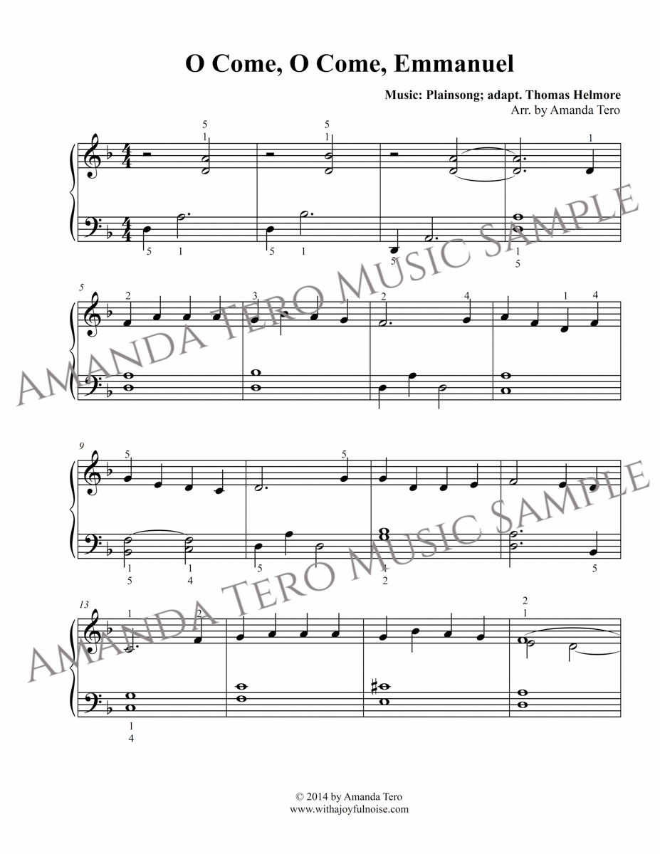 O Come, O Come, Emmanuel – late beginner/elementary Christmas piano sheet music solo