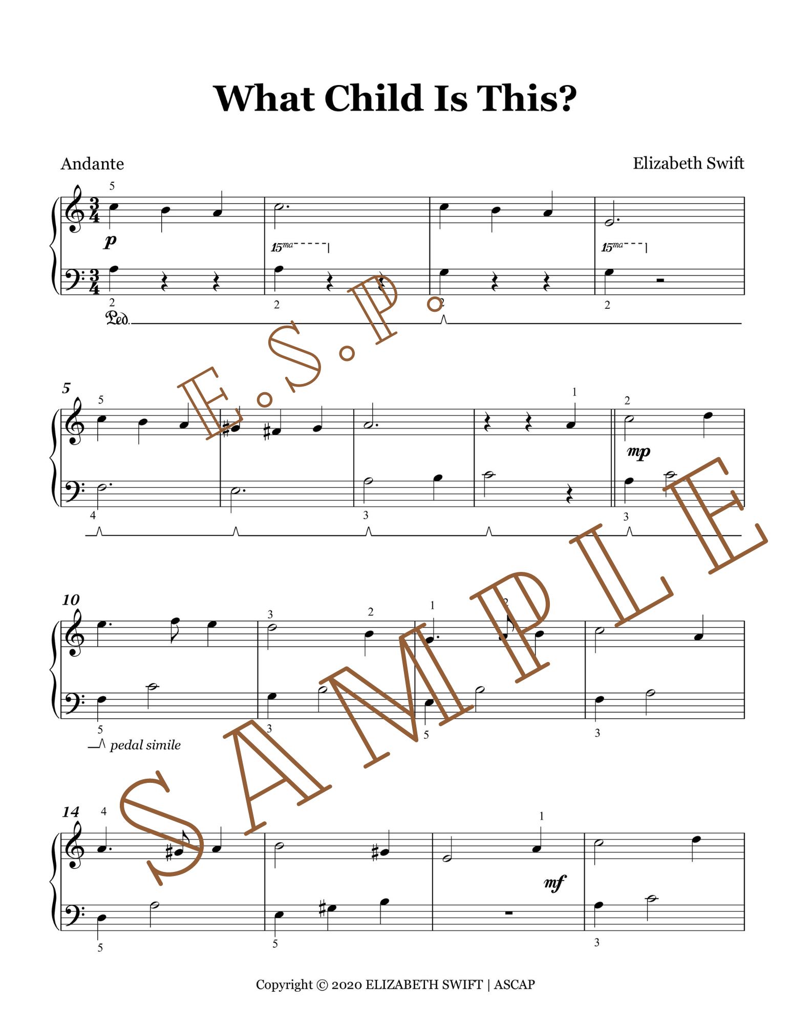 What Child Is This Christmas Sheet Music for Elementary Piano Studio License and MP3