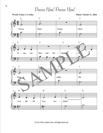 Sample of Simple Hymns for Worship for beginning pianists