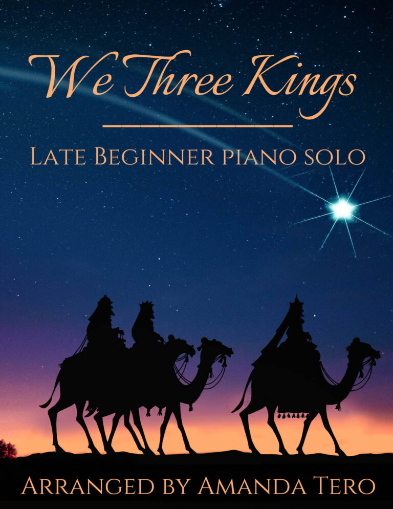We Three Kings sm late beginner piano sheet music solo