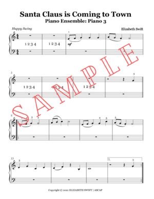 Santa Claus Is Comin’ To Town Christmas Sheet Music for Piano Ensemble Quartet