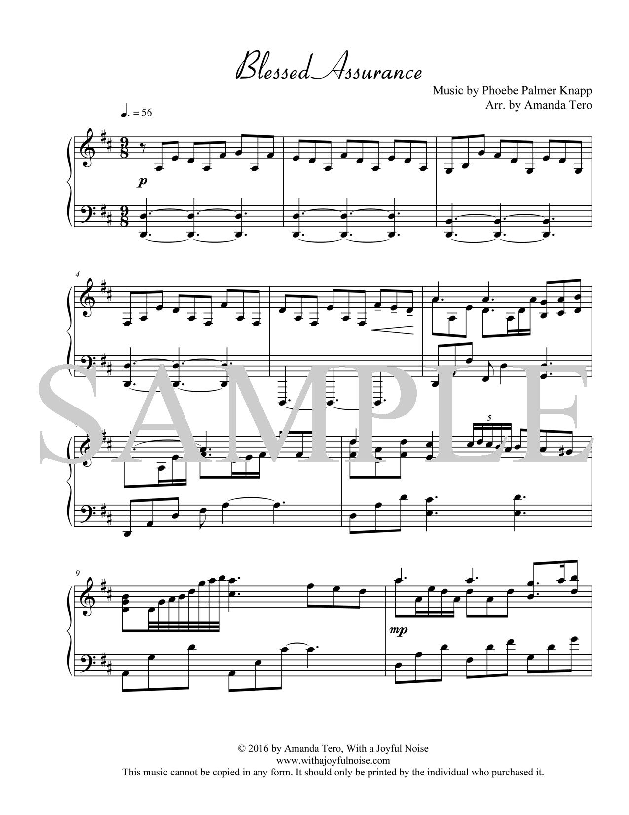 Blessed Assurance hymn late intermediate piano sheet music solo