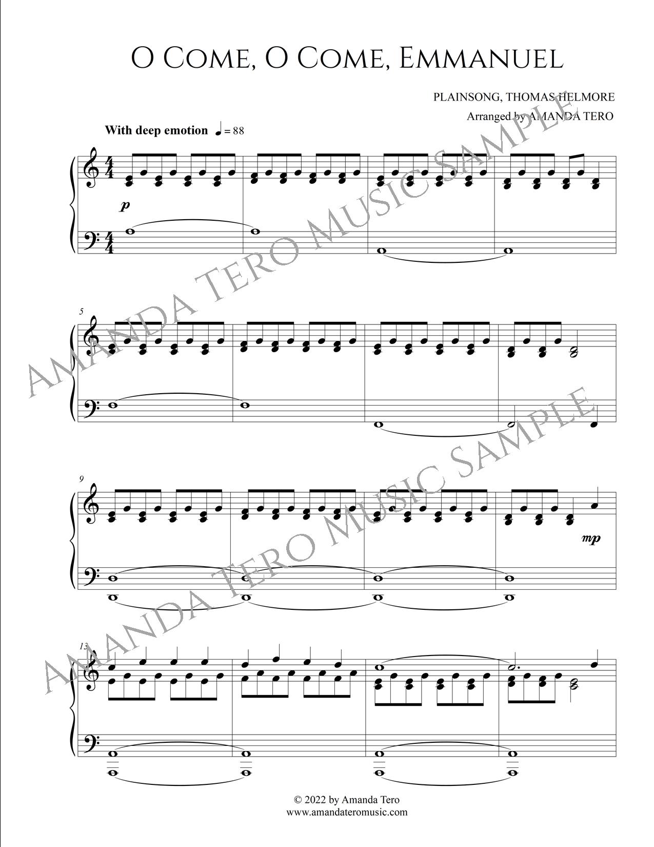 O Come, O Come, Emmanuel – late intermediate Christmas piano sheet music