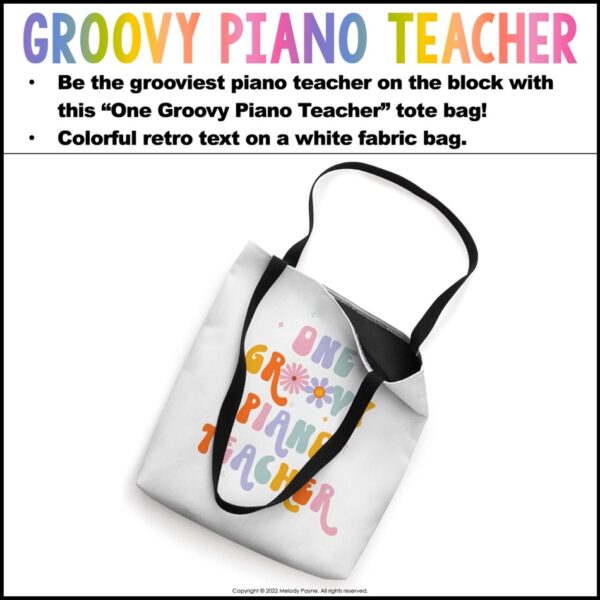 One Groovy Piano Teacher Tote Bag: Retro Groovy Design