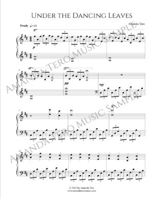 Under the Dancing Leaves original Autumn late intermediate piano sheet music solo