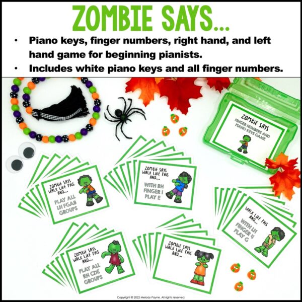 Halloween Beginning Piano Keys Game: Zombie Says