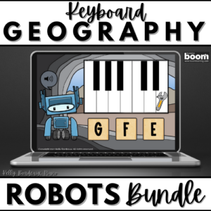 Keyboard Geography BOOM™ Cards BUNDLE – 5 Digital Activities for Beginner Piano – Robots