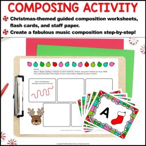 Christmas Composing Guided Music Composition Activity and Worksheets for Piano